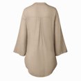 thumbnail image 4 of vigerkar Women Casual V Neck 3/4 Sleeve Button Down Shirts High Low Oversized Summer Beach Blouse Tops for Women Coffee, XXL, 4 of 6