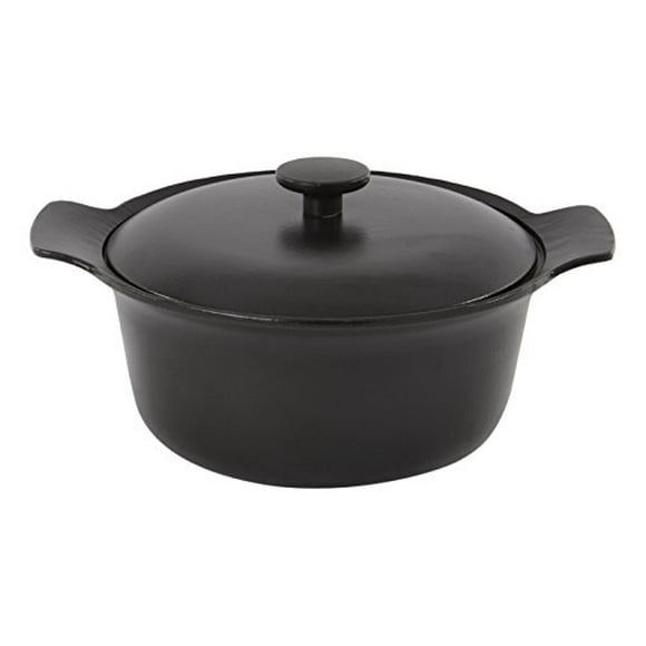 BergHOFF Ron Casserole Ronde en Fonte Émaillée, 36.5 x 30 x 15.5 cm, Noir