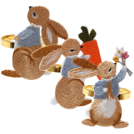 

Bestonzon 3Pcs Easter Napkin Ring Lovely Rabbit Design Party Serviette Ring Table Centerpiece