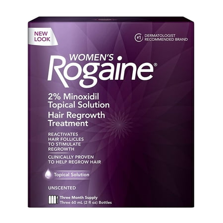 Women's Rogaine 2% Minoxidil Topical Solution for Hair Thinning and Loss, Topical Treatment for Women's Hair Regrowth, 3-Month Supply