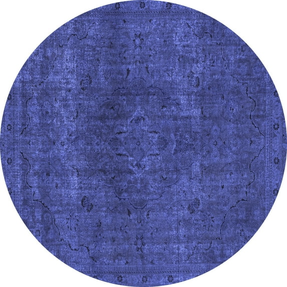 Ahgly Company Indoor Round Abstract Blue Modern Area Rugs, 5' Round