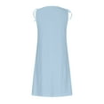 thumbnail image 5 of Meichang Sleeveless Button Down Dresses for Women Plus Size Solid Tie Shoulder Scoop Neck Eyelet Dresses Knee Length Work Dresses Elegant Midi Dresses Light Blue L, 5 of 6