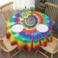 thumbnail image 3 of Colorful Tie Dye Star Mandala Pattern Round Tablecloth 60"x60",Wrinkle Wipeable Table Cloth for Kitchen Dining Room Picnic Patio Party, 3 of 6