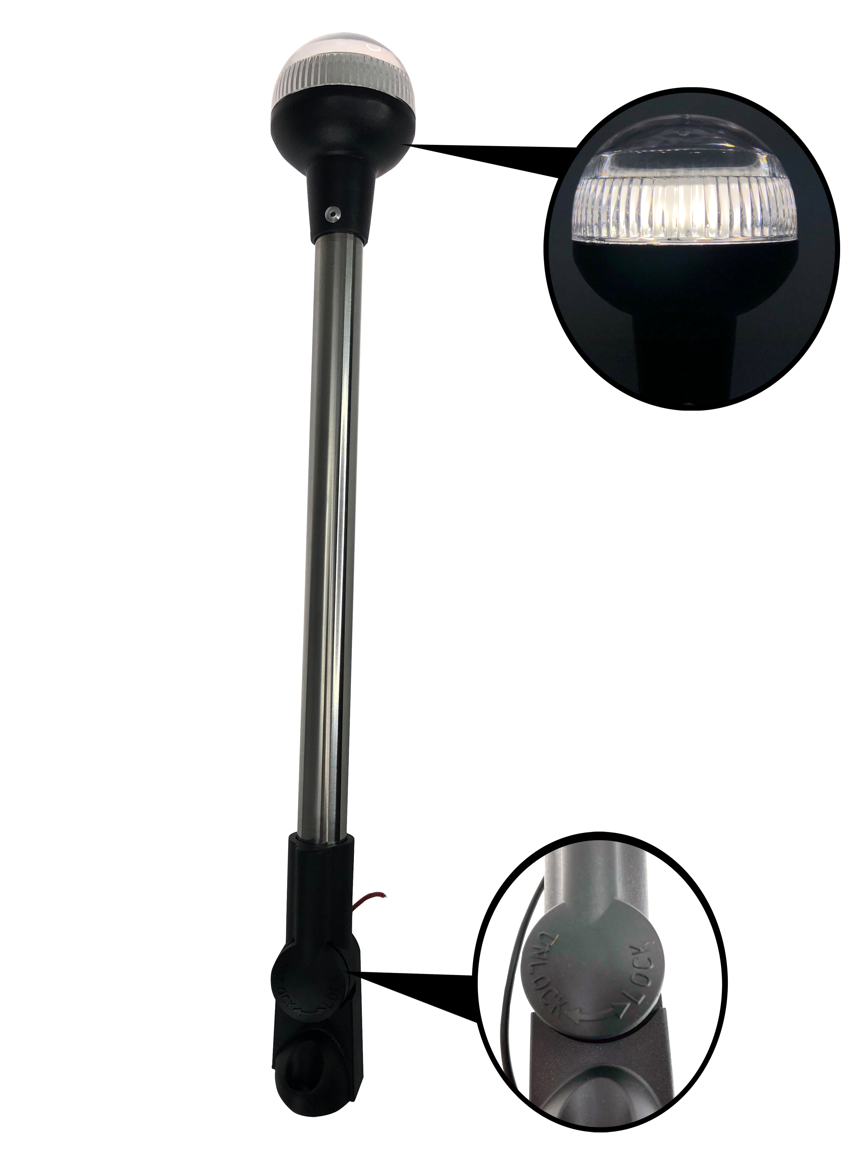 Pactrade Marine Fold Down Pontoon Boat LED 16" H AllRound Anchor Light