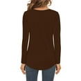 thumbnail image 4 of Delayuji Womens T Shirts V Neck Summer Short/Long Sleeve Cotton Tops Tees Brown Xxxl Polyester,Spandex Short Sleeve Shirts for Women, 4 of 5