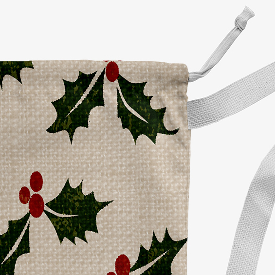 Simply Daisy Canvas Allover Holly 28 x 36 in Green Laundry Bag