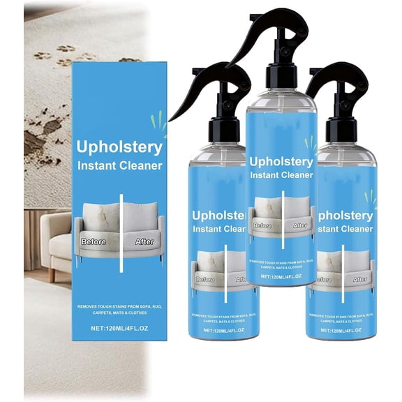Upholstery Cleaner & Stain Remover, Professional Formula for Couches, Carpet, Car Seats | Pet, Wine, Grease & Odor Eliminator | No Residue, Fast Drying（3pcs）