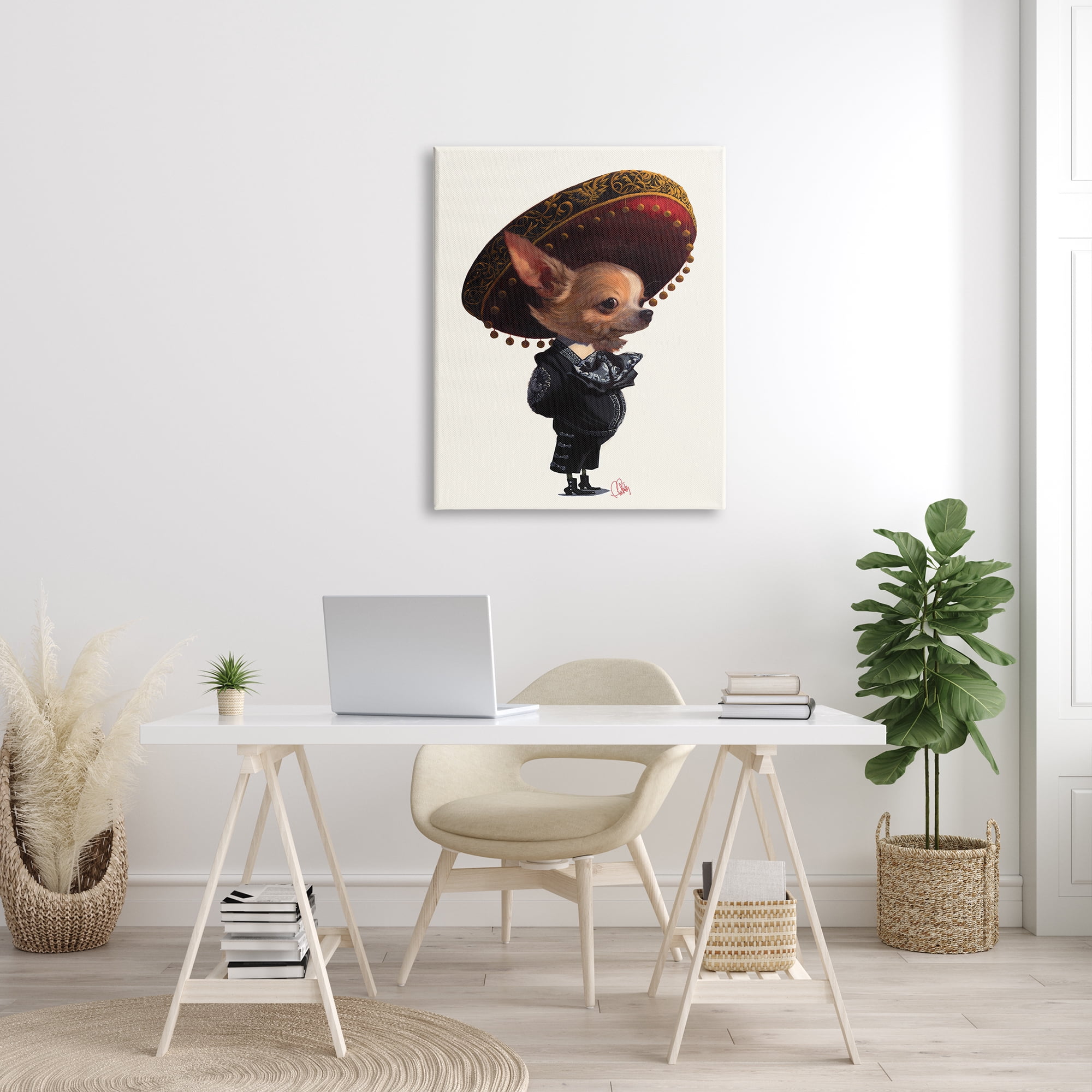 Stupell Industries Mariachi Chihuahua with Sombrero Adorable Pet Dog, 30 x 40, Designed by Thomas Fluharty