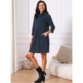 thumbnail image 3 of DARING DIVA Women's Knit Dress Turtleneck Pullover Sweater Mini Dress S Dark Blue, 3 of 8