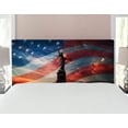 thumbnail image 2 of American Headboard, Statue of Liberty National Monument Liberty Island Sunrise with American Flag Scenery, Upholstered Decorative Metal Bed Headboard with Memory Foam, Full Size, Black, by Ambesonne, 2 of 3