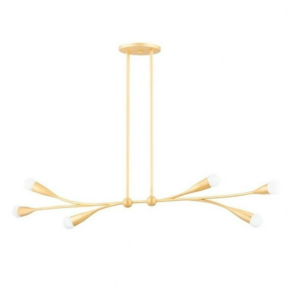 6 Light Linear Pendant-8.5 inches Tall and 50 inches Wide-Gold Leaf Finish Bailey Street Home 735-Bel-4810516