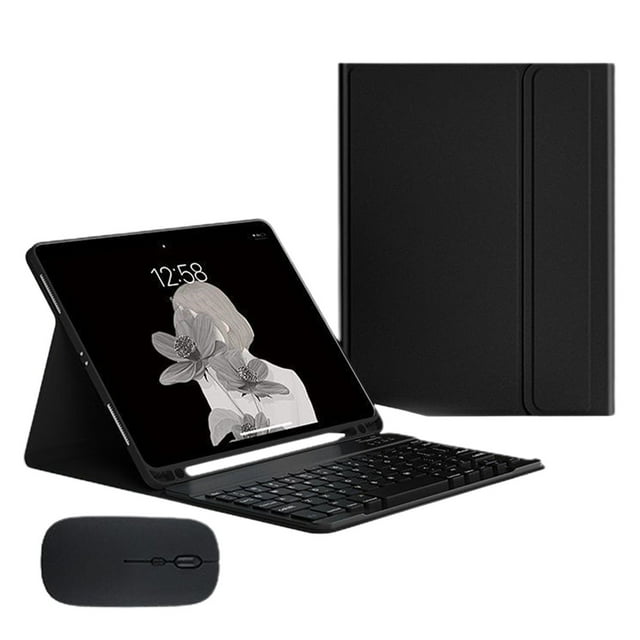 iPad 9th/8th/7th Generation Keyboard Case with Touchpad and Pencil Holder, Round Keys Detachable Trackpad Keyboard for iPad9/iPad8/iPad7/Air3/Pro10.2