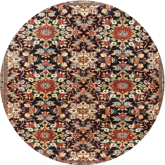 Ahgly Company Machine Washable Indoor Round Traditional Vermilion Red Area Rugs, 3' Round