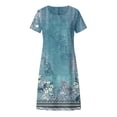 thumbnail image 4 of YMNXA Womens Summer Dress Short Sleeve Round Neck Floral Print Comfortable Stylish Loose Fit Dresses For Everyday Wear And Party,Green,L, 4 of 5