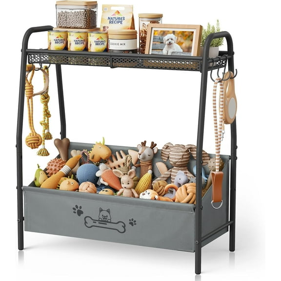 Large Dog Toy Basket (23.6"x11.2"x9.7"), Dogs Toy Bin with Storage Organizer, Trapezoid Toy Box for Dog Stuff Accessories, Pet Toy Storage Holder Chest for Cat Dogs Essential Supplies