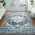 thumbnail image 3 of TWINNIS Boho Area Rug Soft Indoor Living Room Carpet,Blue Bohemian Rug for Bedroom,6'x9'Non-Slip Washable Decorative Rug, 3 of 7