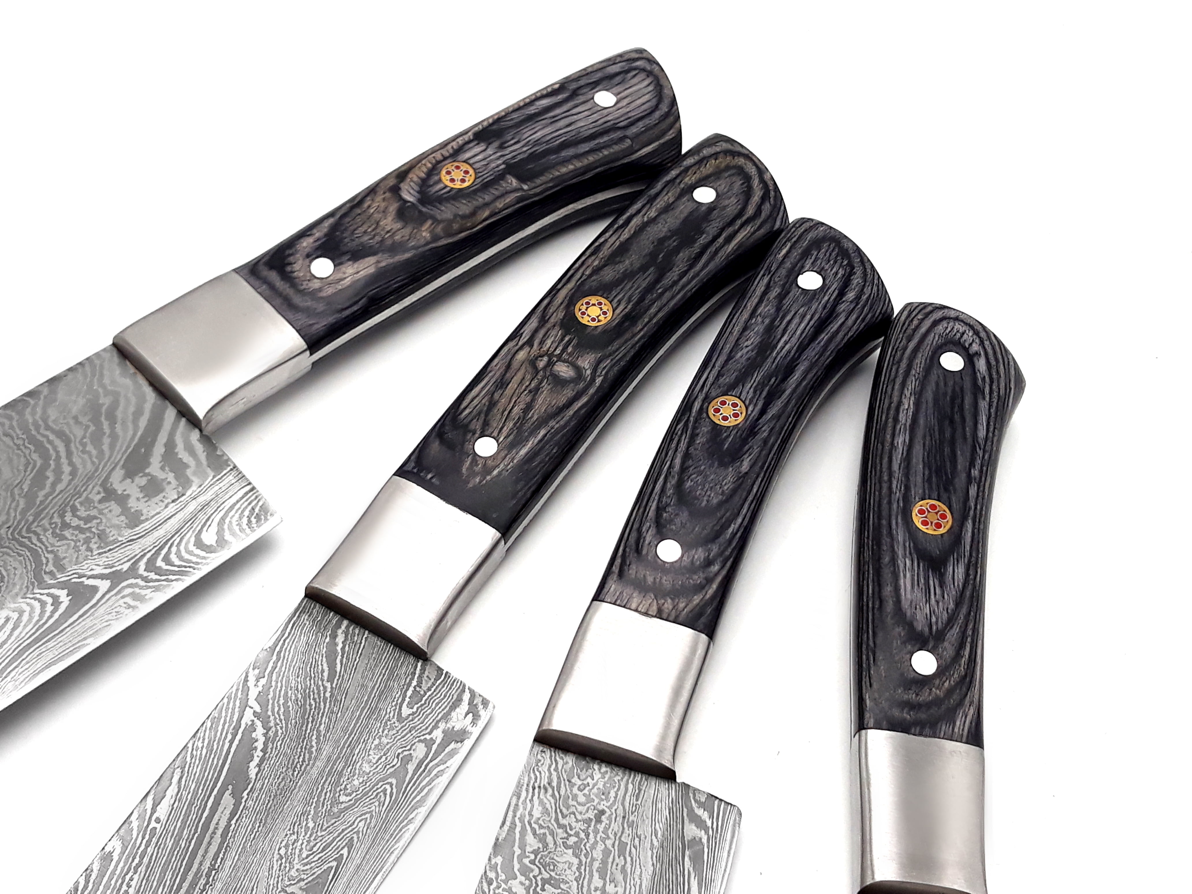 Smart & Sharp Custom Handmade Damascus Chef Knives Set/Kitchen Knives 4 Pieces Set 17409 (Black)