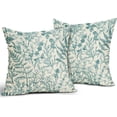thumbnail image 2 of Teal Floral Pillow Covers 20x20 Set of 2 Botanical Print Vintage Spring Flower Plant Cream Decorative Throw Pillow Cases Outdoor Farmhouse Cushion Covers Decor for Sofa Couch Bed, 2 of 7