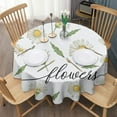 thumbnail image 3 of Spring Daisy Flower Round Table Cloth,Wrinkle Resistant Table Cover with Polyester,Waterproof Reusable Round Table Clothes for Home Decor Summer Spring Picnic Dining Holiday (Round,60x60inch), 3 of 6