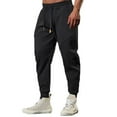 thumbnail image 2 of Pants for Men,Clearance Men's Pants Solid Color Have Pockets Drawstring Pinching Casual Trousers Sweatpants for Men, 2 of 4