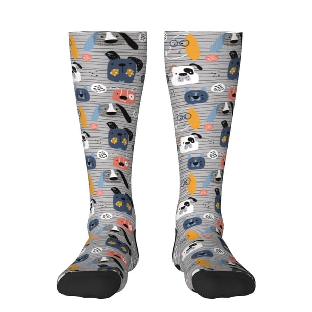 Fotbe Dog Calcetas Divertidas Estampadas para Hombre y Mujer, Calcetas de Algodón hasta la Rodilla para Caminar, Correr, Enfermería y Embarazo