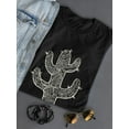 thumbnail image 3 of Cactus With Textured Pattern B&W T-Shirt Women -Image by Shutterstock, Female XX-Large, 3 of 4