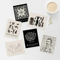 PixonSign Adhesive Canvas Print Wall Art Set - Flowers & Van Gogh Portrait & Humanities Pattern - Set of 6 Abstract Geometric Black & White Poster Cultural Art Wall Décor - 11"x14"x6