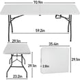 thumbnail image 3 of Bestoffice 6FT Picnic Table Folding Table Camping Table Plastic Table Fold Up Table Lock,White, 3 of 7