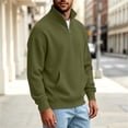 thumbnail image 4 of Chiccall Mens Plus Size Sweatshirts Textured Mock Neck Long Sleeve Pullover with Pocket Casual Loose Quarter Zip Athletic Sweatshirts for Men, 4 of 6