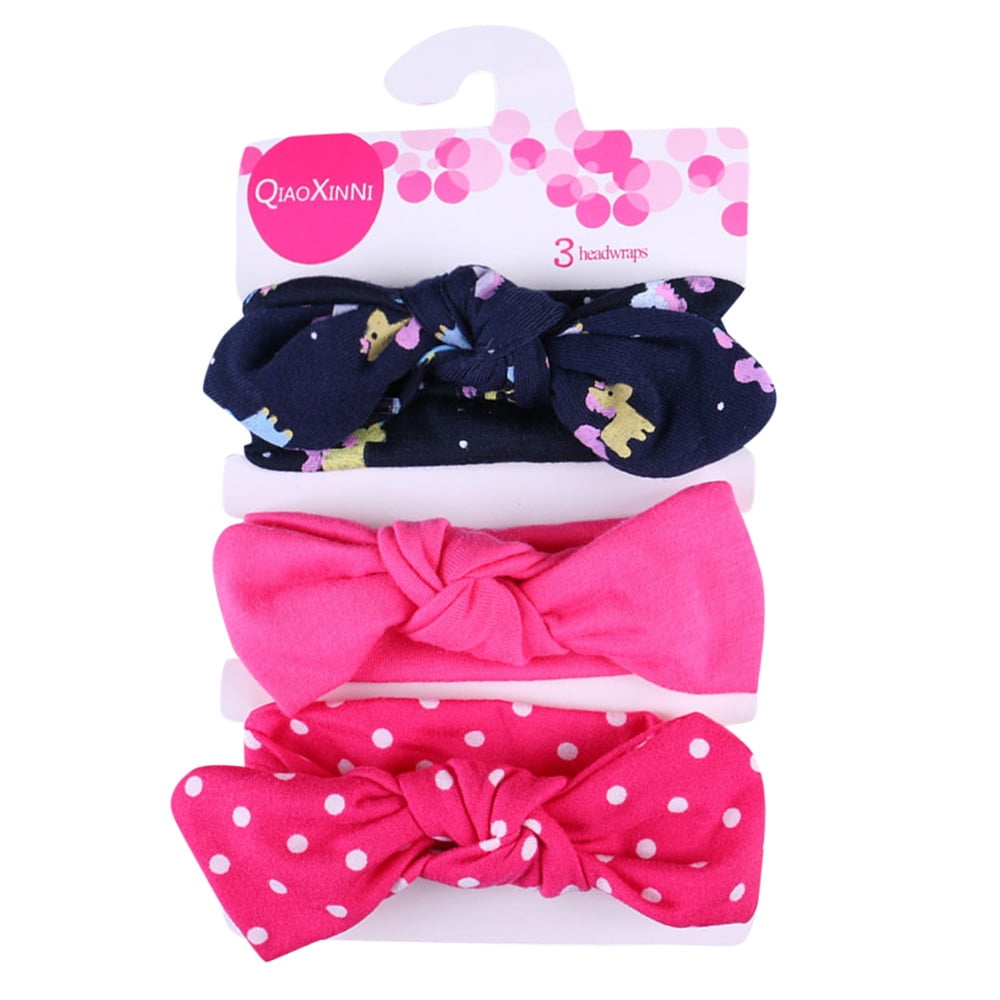 3PCS Kids Elastic Floral Headband  Girls Baby Bowknot Hairband Set 