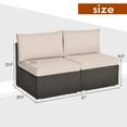 thumbnail image 2 of Patiojoy 2-Piece Outdoor Wicker Rattan Sectional Armless Sofa Chair with Brown Cushions, 2 of 5
