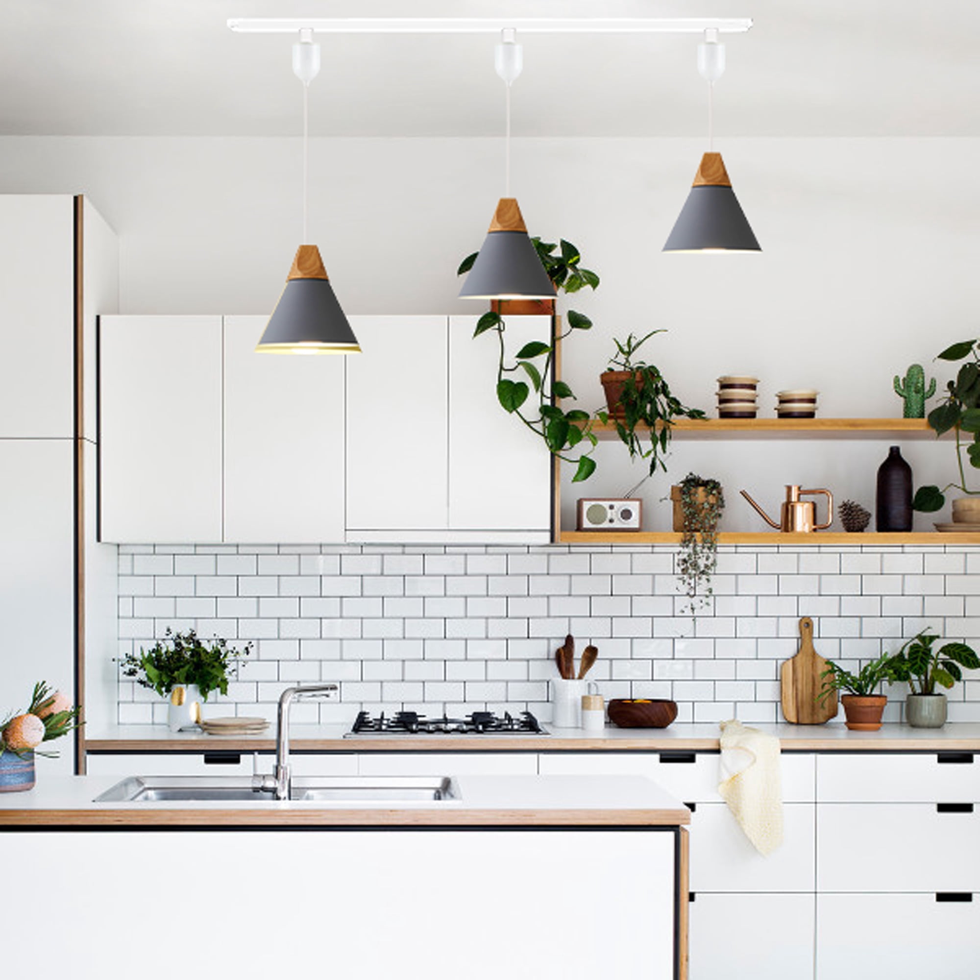 Kiven J-Type Modern Metal Juno Track Pendant Light with Built-in Cable Wrapper