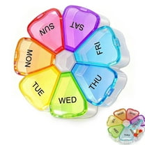 Oazouf Extra Large Rainbow Weekly Pill Organizer, BPA-Free Travel Pill Box Case for Pills, Tablets, Vitamins, Fish Oil, Supplements