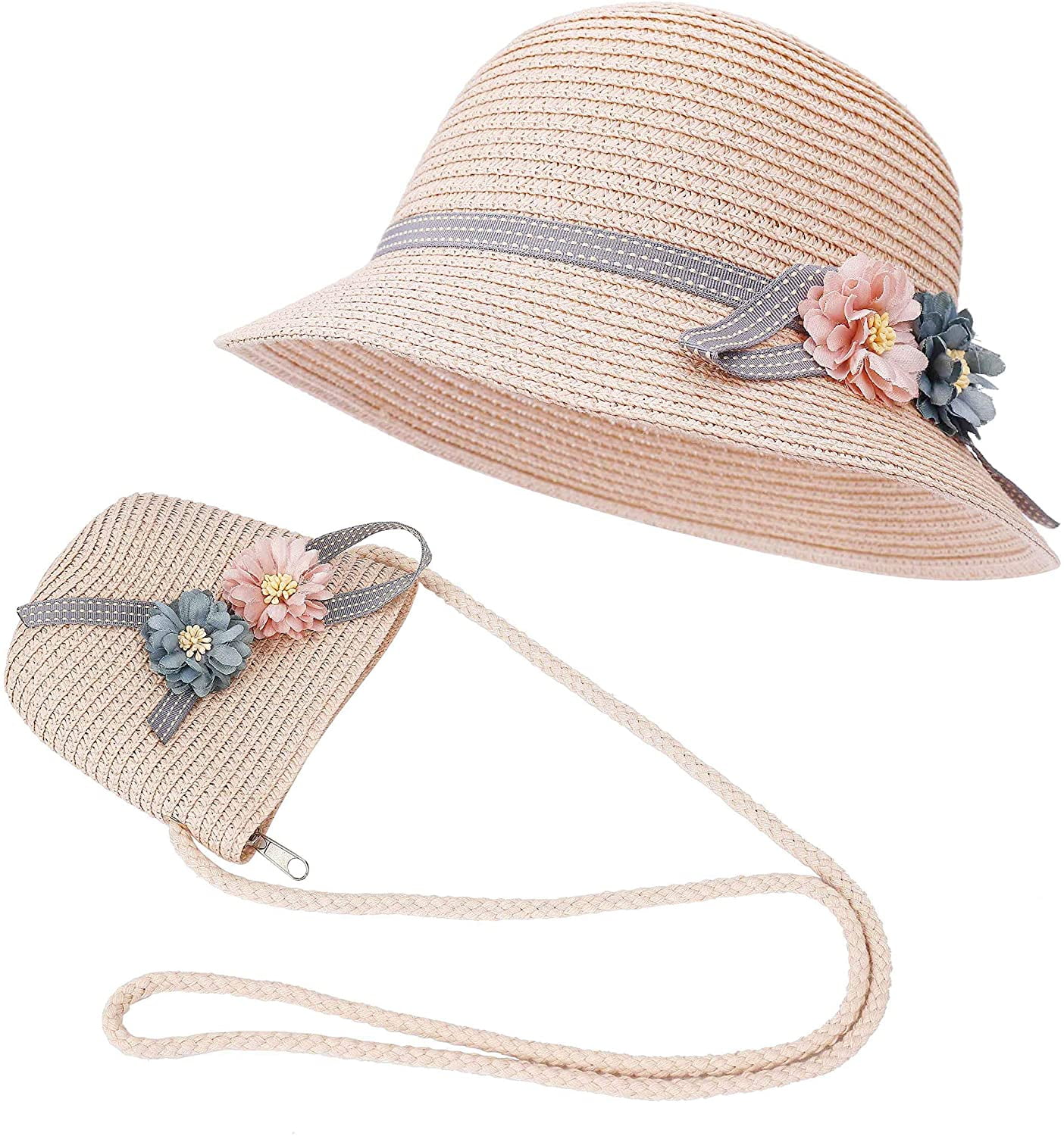 Gift Hat Cap Bag Handbag Kids Summer Sun Flower Handmade Straw Casual Holiday