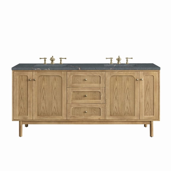 James Martin Vanities 545-V72-3Pbl Laurent 72" Double Basin Poplar Wood Vanity Set - Light