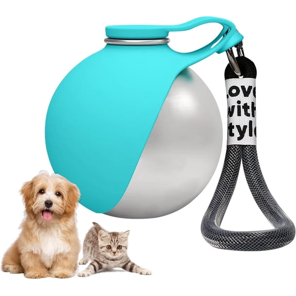 2 in 1 Portable Tumbler for Dogs, 10oz Stainless Steel Dog Water Bottle with Silicone Foldable Bowl, Leak-Proof 2 in 1 Portable Small Dog Water Bottle