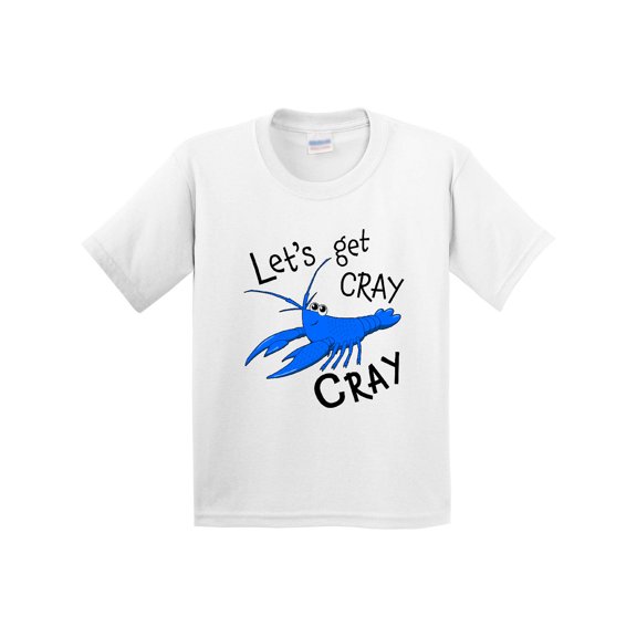 Inktastic Let's Get Cray Cray Cute Blue Crayfish Youth T-Shirt