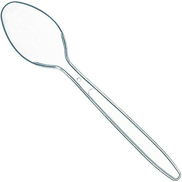 100 Clear Plastic Spoons | Heavy Duty Plastic Silverware Spoons | Fancy ...