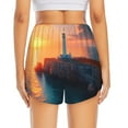 thumbnail image 4 of Uemuo Lighthouse At Sunset Coast Pattern Women's Athletic Shorts High Waisted Running Shorts with Liner Pockets Gym Elastic Workout Shorts-Small, 4 of 9