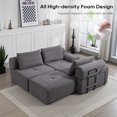 thumbnail image 6 of L-Shaped Sectional Sofa with Memory Foam & Steel Frame, No-Assembly Convertible Sofa Bed, Corduroy Fabric Modular Couch for Apartments, Home Theater, Grey, 6 of 8
