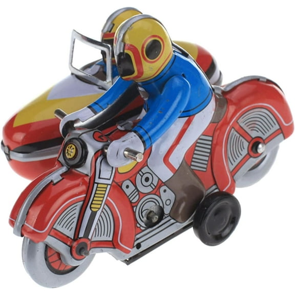 Liho Vintage Motorcycle W/Sidecar Clockwork Tin A605