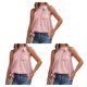 thumbnail image 3 of Sonducket Blusa sin mangas Estética Elegante Suelta Camisa fresca Fecha de aniversario Top Playa Vacaciones Viajes Ropa de verano Rosa XL Rosa XL 3piezas Sonducket CBP250961, 3 of 6