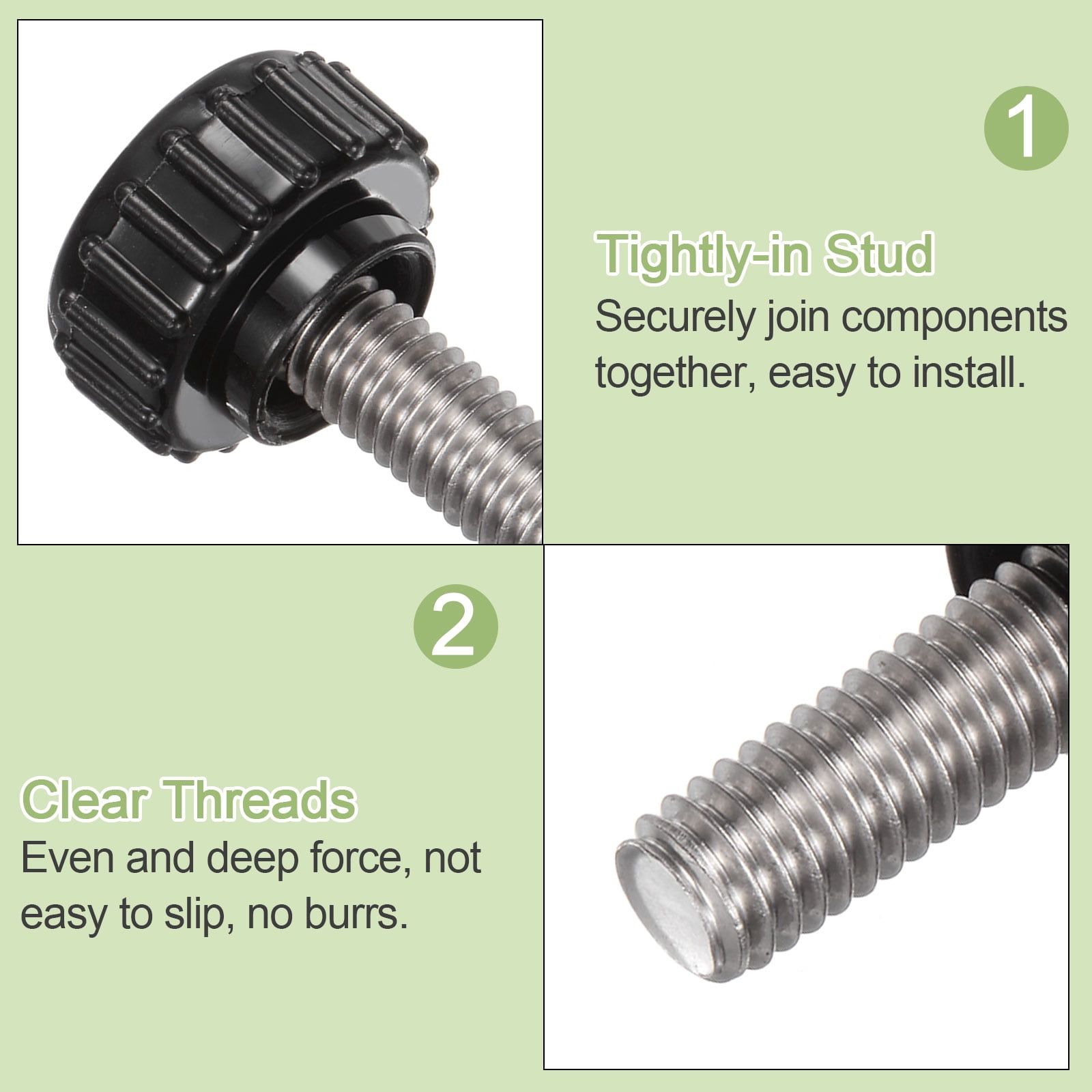 48 Pieces Knurled Clamping Knob Set M5/M6/M8 Male Thread Thumb Screw Threaded Hand Stud Knobs