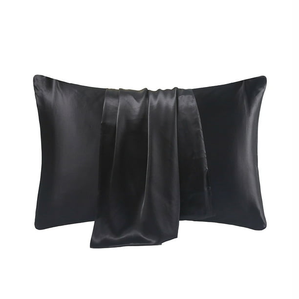 Funda de almohada de seda natural 40x60 cm, negra, funda de