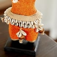 thumbnail image 5 of DecMode Small Hand-Crafted Pine Wood, Cowrie Shells, Orange Beads & Kente Cloth African Woman Namji Doll, Orange, 5 of 9