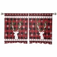 thumbnail image 6 of Christmas Sheer Curtains 45 Inch Length 2 Panels Set, Semi Transparent Voile Rod Pocket Curtains for Living Dining Room Bedroom Drapes Xmas Elk Red Black Plaid Snowflake, 6 of 8