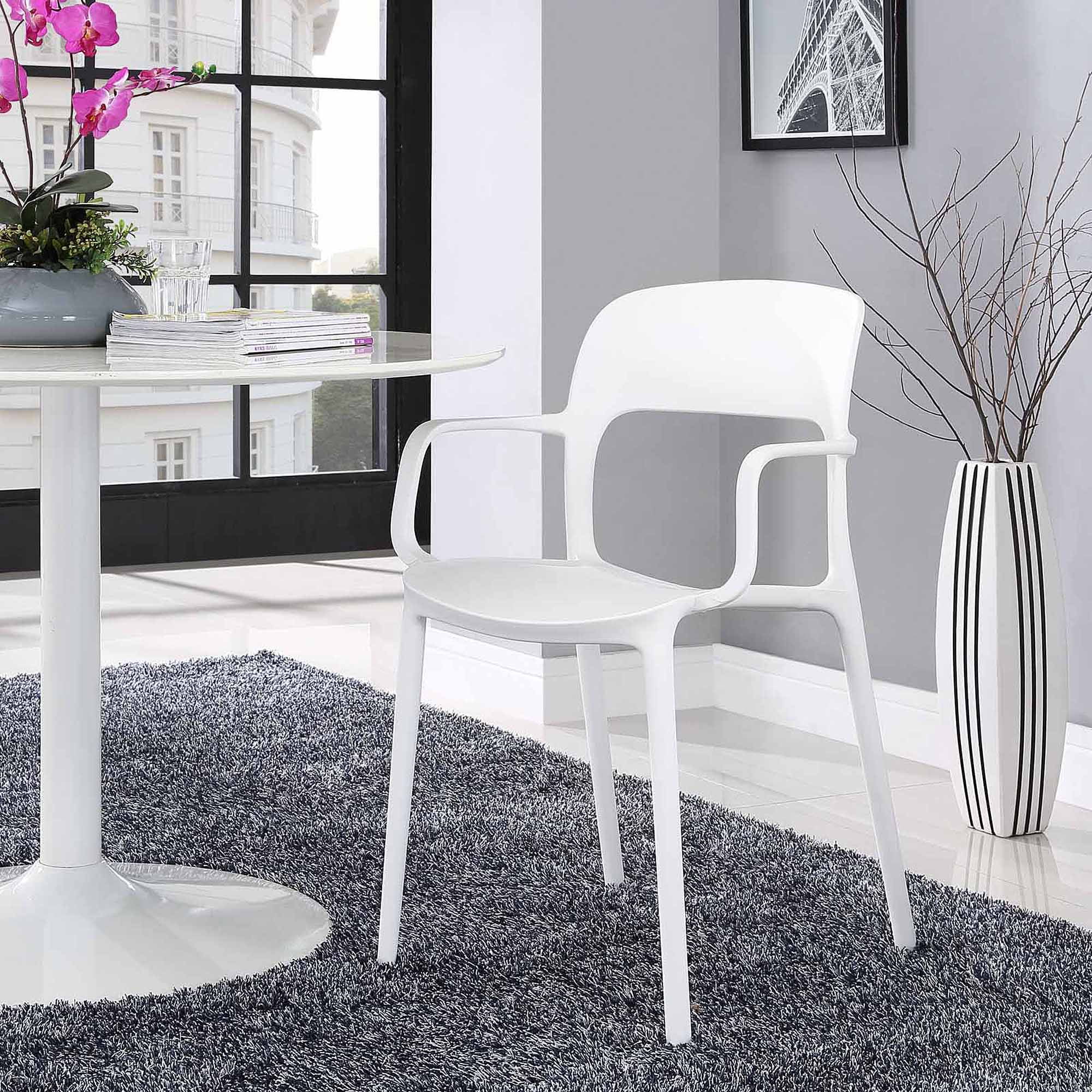 Modway Hop Dining Armchair for Indoor or Outdoor Use in White - Walmart.com