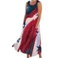 thumbnail image 5 of WREESH Women's Summer Long Dress Sleeveless Round Neck Printed Cotton Linen Independence Day Print Red, 5 of 5