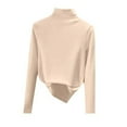thumbnail image 2 of Heisall Women's Base Layer Shirts Semi-High Neck Solid Color Long Sleeve Fashion Layering Tops, 2 of 3