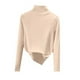 thumbnail image 3 of Tops formales,Camisa de mujer de color liso con cuello medio alto, blusa de poliéster de manga larga, top informal holgado para uso diario, sopatenor, 3 of 8